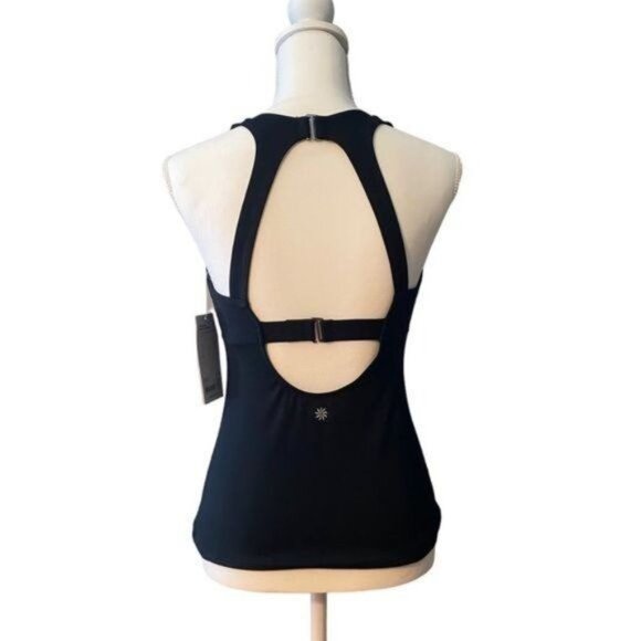 Athleta Maldives Swim Tankini Swim Tank Top UPF 50+ Beach Vacation Black 32 D/DD - Picture 6 of 8